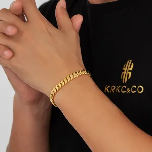 NEW | 8mm Curb Chain Bracelets with Hook Buckle Clasp in White Gold/18K Gold