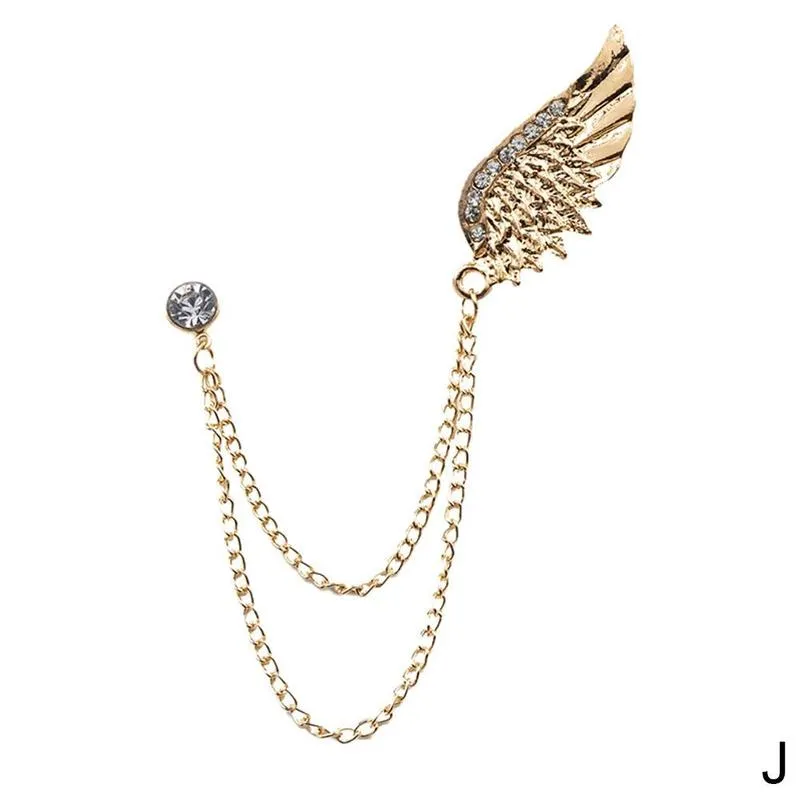 NEW FASHION METAL RHINE CRYSTAL BROOCH MEN SUIT COLLAR PIN BLACK TASSEL CORSAGE BROOCHES JEWELRY LUXURY ACCESSORIES