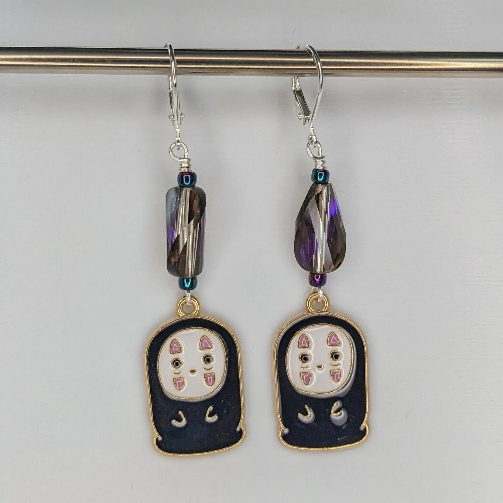 No Face Enamel Earrings & Stitch Markers