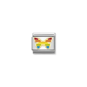 Nomination Composable Link Butterfly, Rainbow, 18K Gold & Enamel