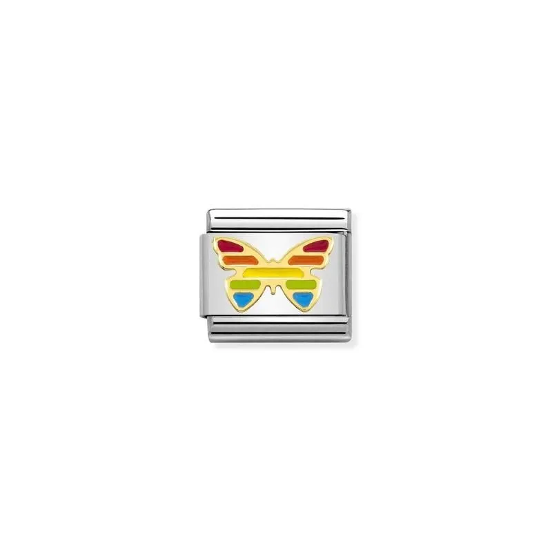 Nomination Composable Link Butterfly, Rainbow, 18K Gold & Enamel
