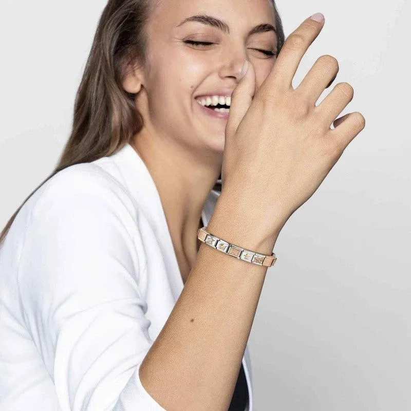 Nomination Composable Link Double Stars, Cubic Zirconia, 9K Rose Gold