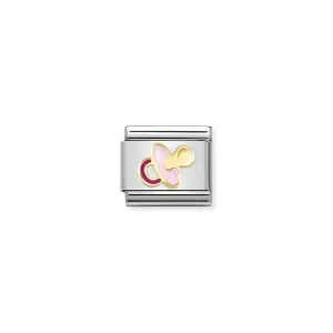 Nomination Composable Link Pink Pacifier, 18K Gold & Enamel