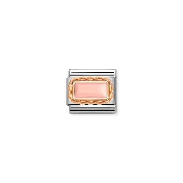Nomination Composable Link Rope, Pink Opal Stone, 9K Rose Gold
