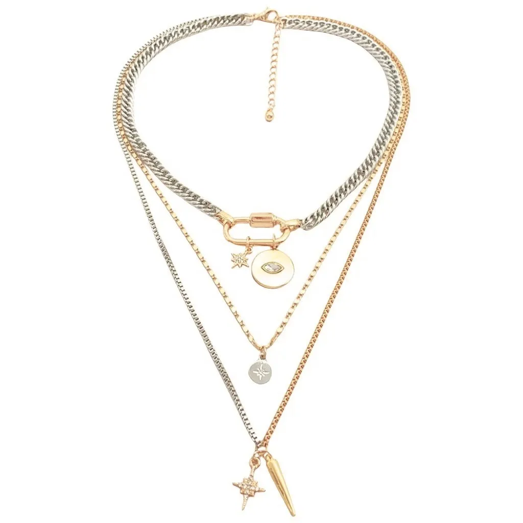 NOW IN STOCK Sun Solace - Silver and Gold layered Carabiner Necklace