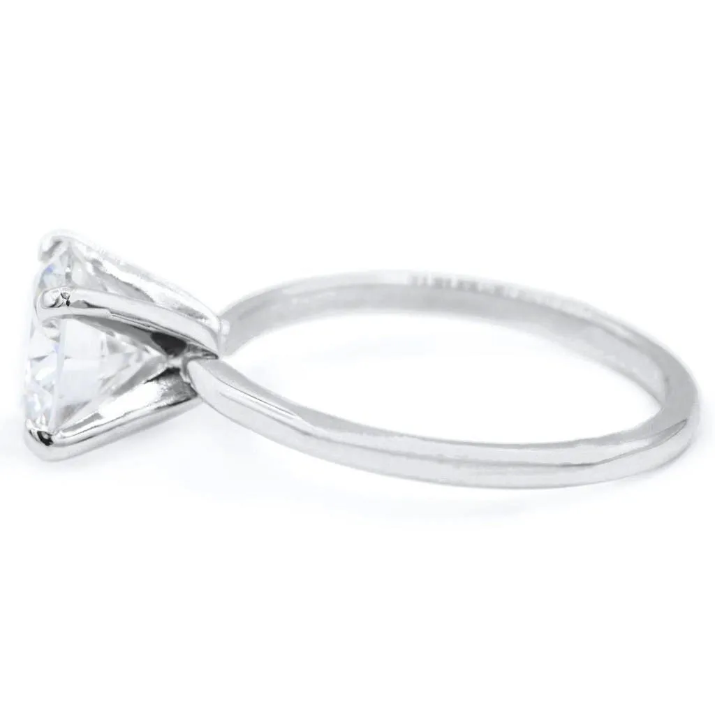 Old European Cut (OEC) Round Moissanite 14K or 18K White Gold 4 Prongs Solitaire Ring