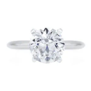 Old European Cut (OEC) Round Moissanite 14K or 18K White Gold 4 Prongs Solitaire Ring