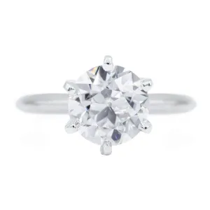 Old European Cut (OEC) Round Moissanite 14K or 18K White Gold 6 Prongs Solitaire Ring