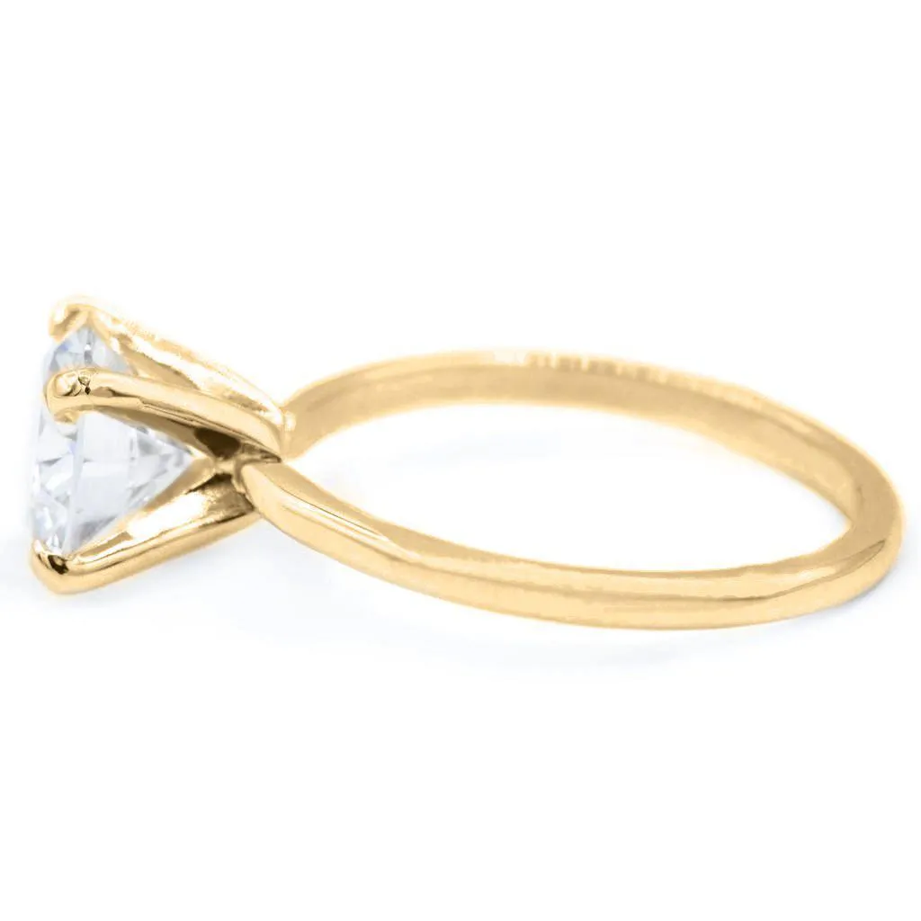 Old European Cut (OEC) Round Moissanite 14K or 18K Yellow Gold 4 Prongs Solitaire Ring
