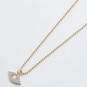 Opal Pave Gold Eye Necklace