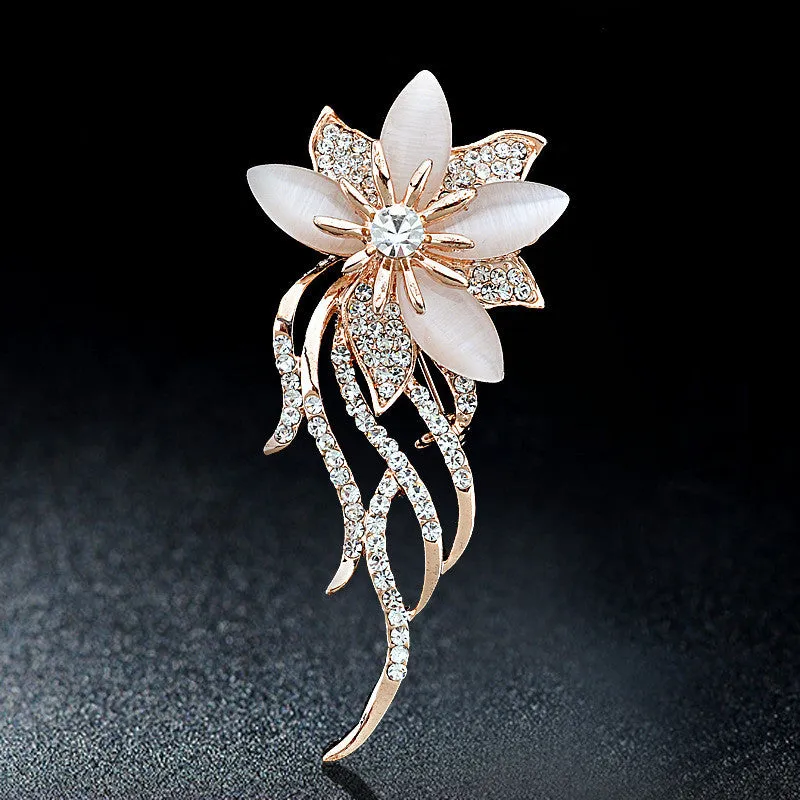 Opal Stone Flower Brooch