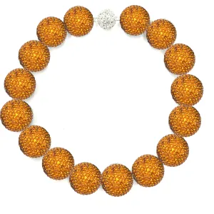 Orange Crystal Sphere Statement Necklace