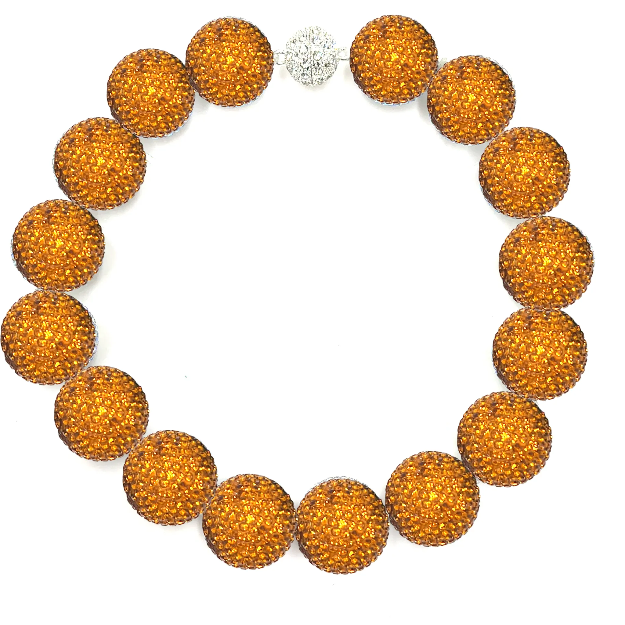 Orange Crystal Sphere Statement Necklace