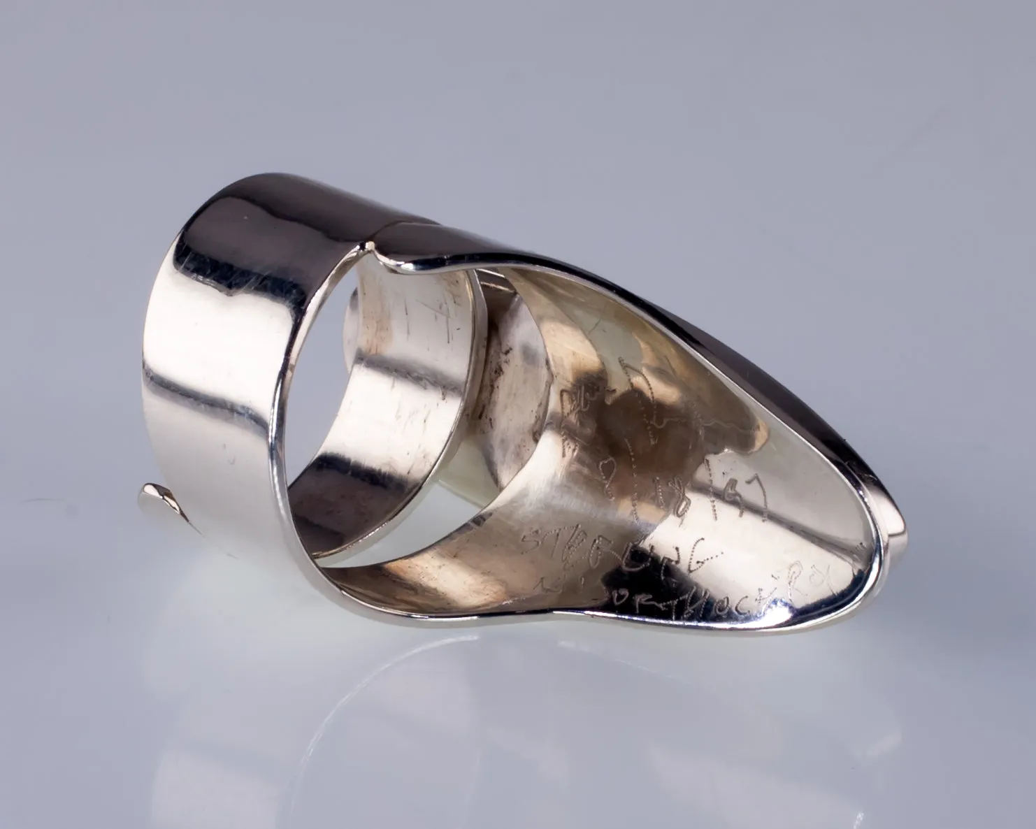 Orthoceras Fossil Sterling Silver Long Sculptural Ring Size 7.25