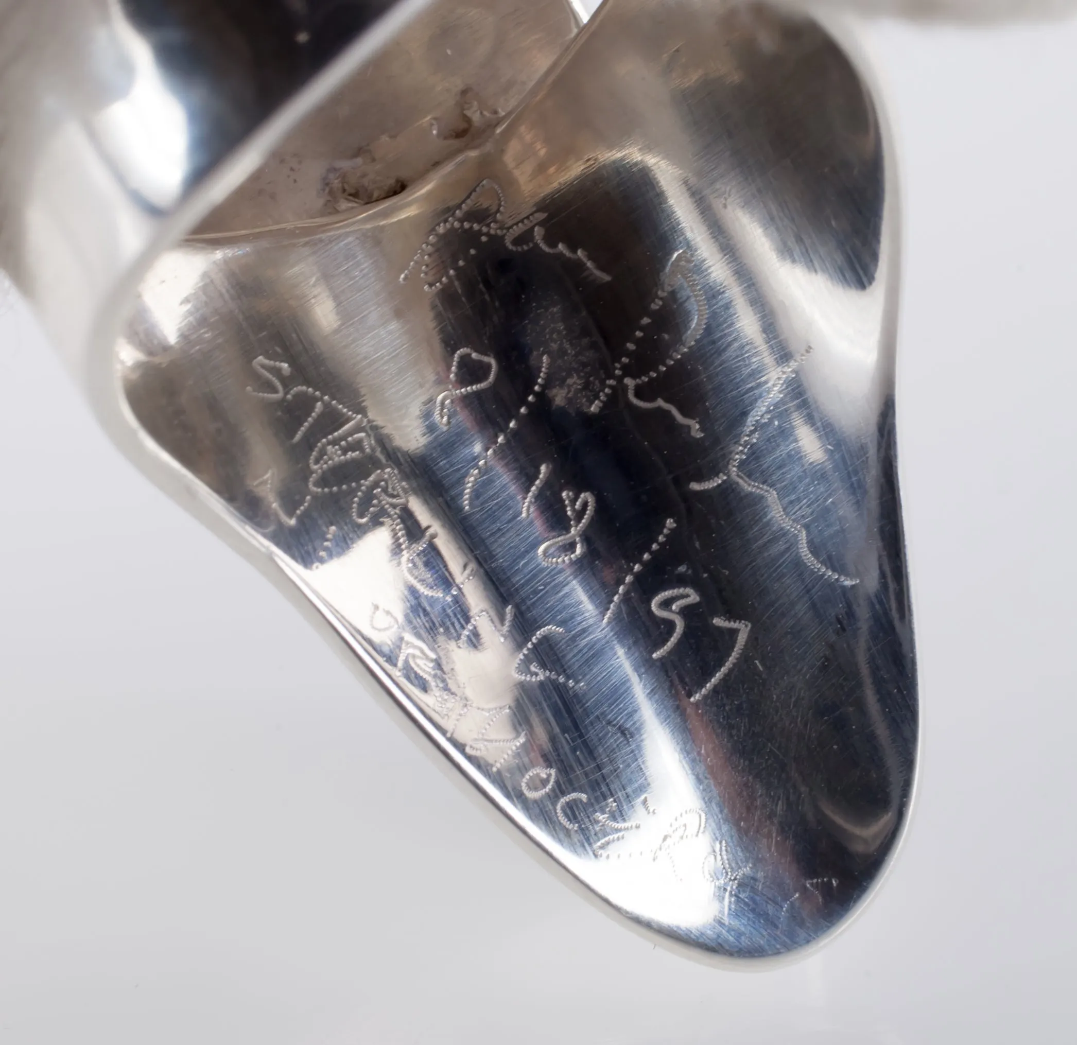 Orthoceras Fossil Sterling Silver Long Sculptural Ring Size 7.25