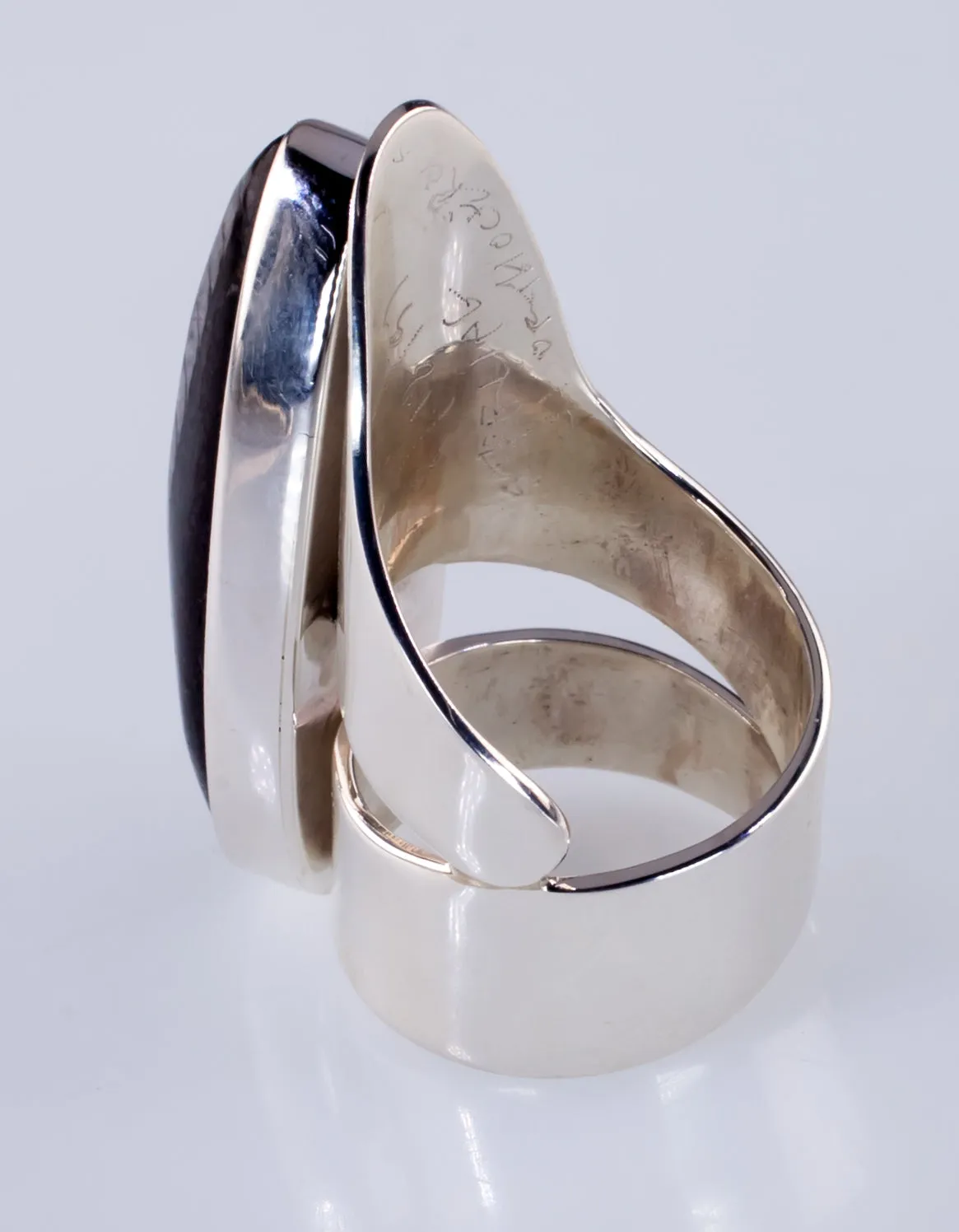Orthoceras Fossil Sterling Silver Long Sculptural Ring Size 7.25