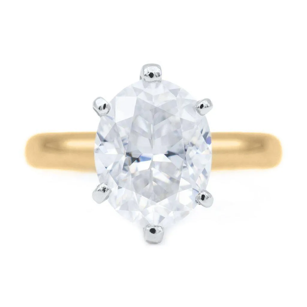 Oval First Crush FAB Moissanite 6 Prongs FANCY Solitaire Ring