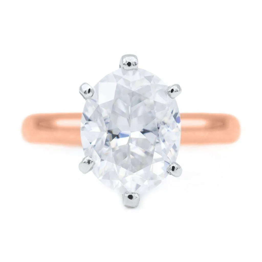 Oval First Crush FAB Moissanite 6 Prongs FANCY Solitaire Ring