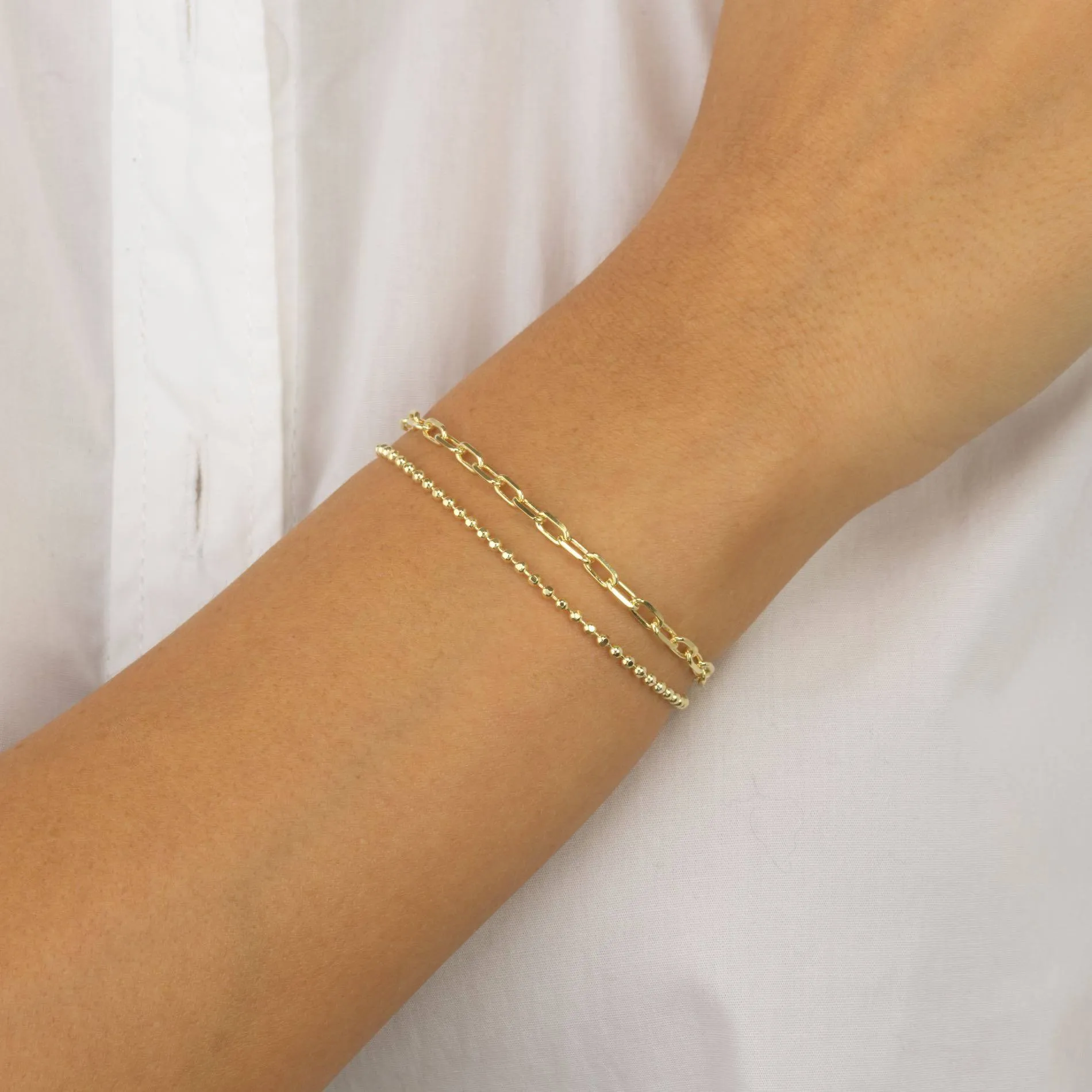 Oval Link X Ball Chain Bracelet