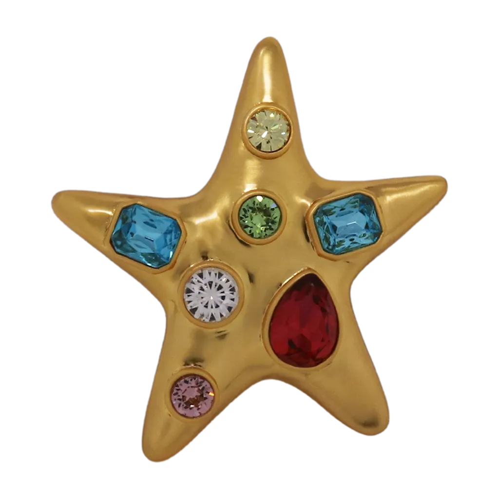 Pastel Gemstone Starfish Pin