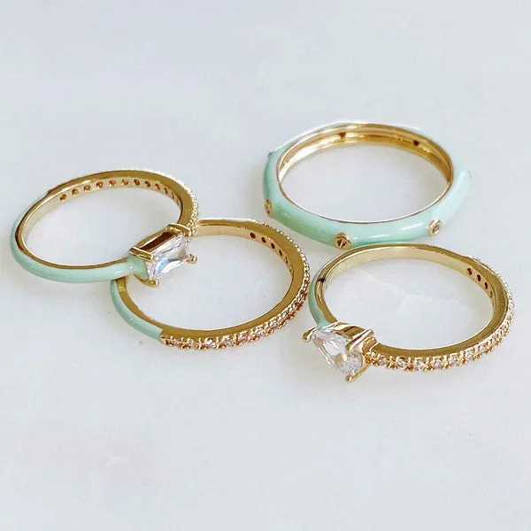 Pastel Glam Ring Set Of 4