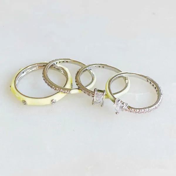 Pastel Glam Ring Set Of 4