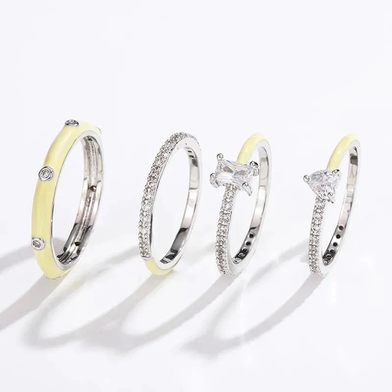 Pastel Glam Ring - Set of 4