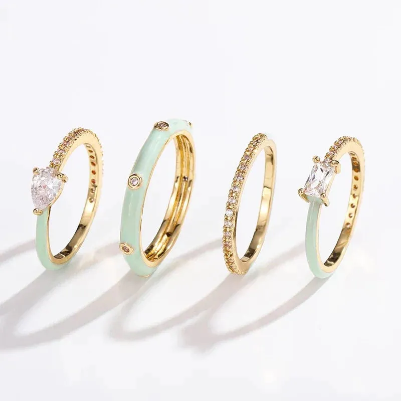 Pastel Glam Ring - Set of 4