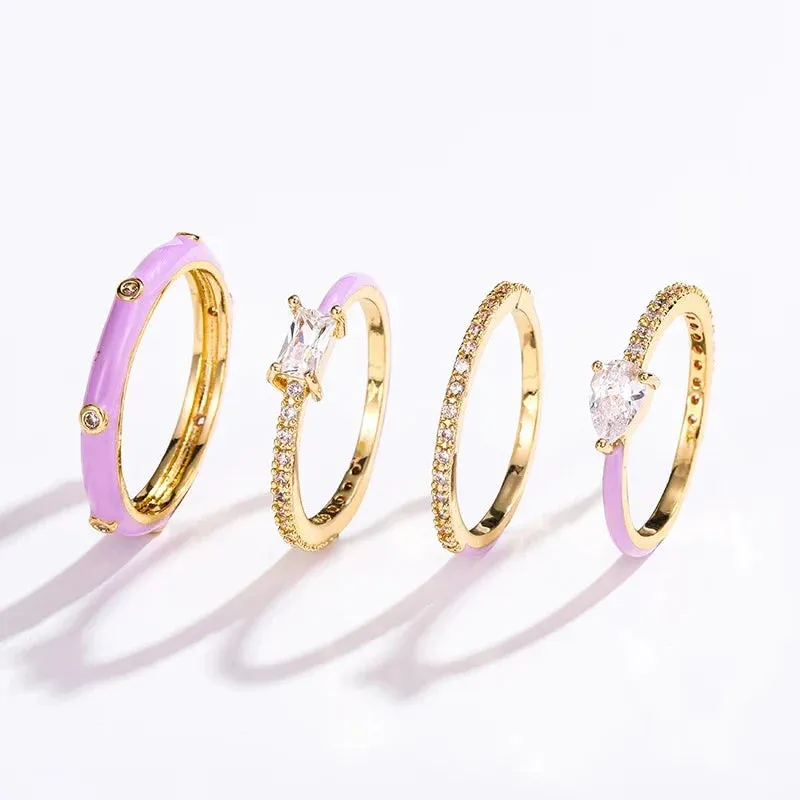 Pastel Glam Ring - Set of 4