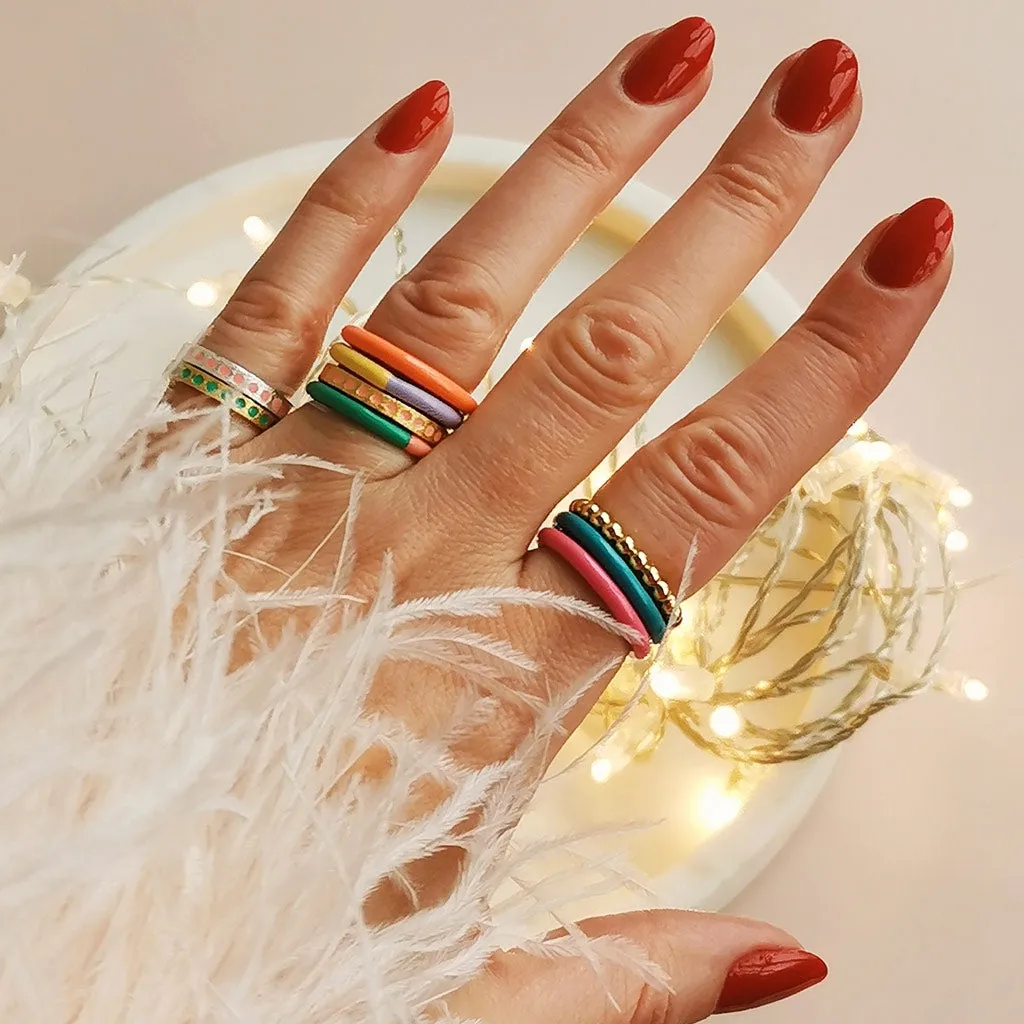 Pattern Ring gold plated - Purple