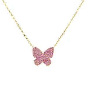 Pavé Pink Butterfly Necklace
