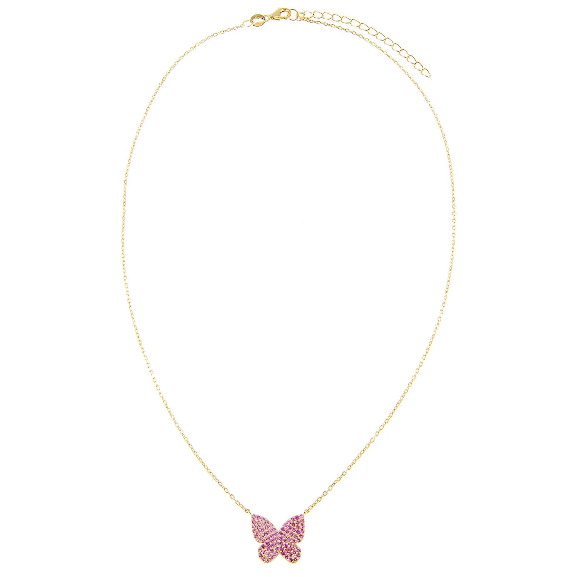 Pavé Pink Butterfly Necklace