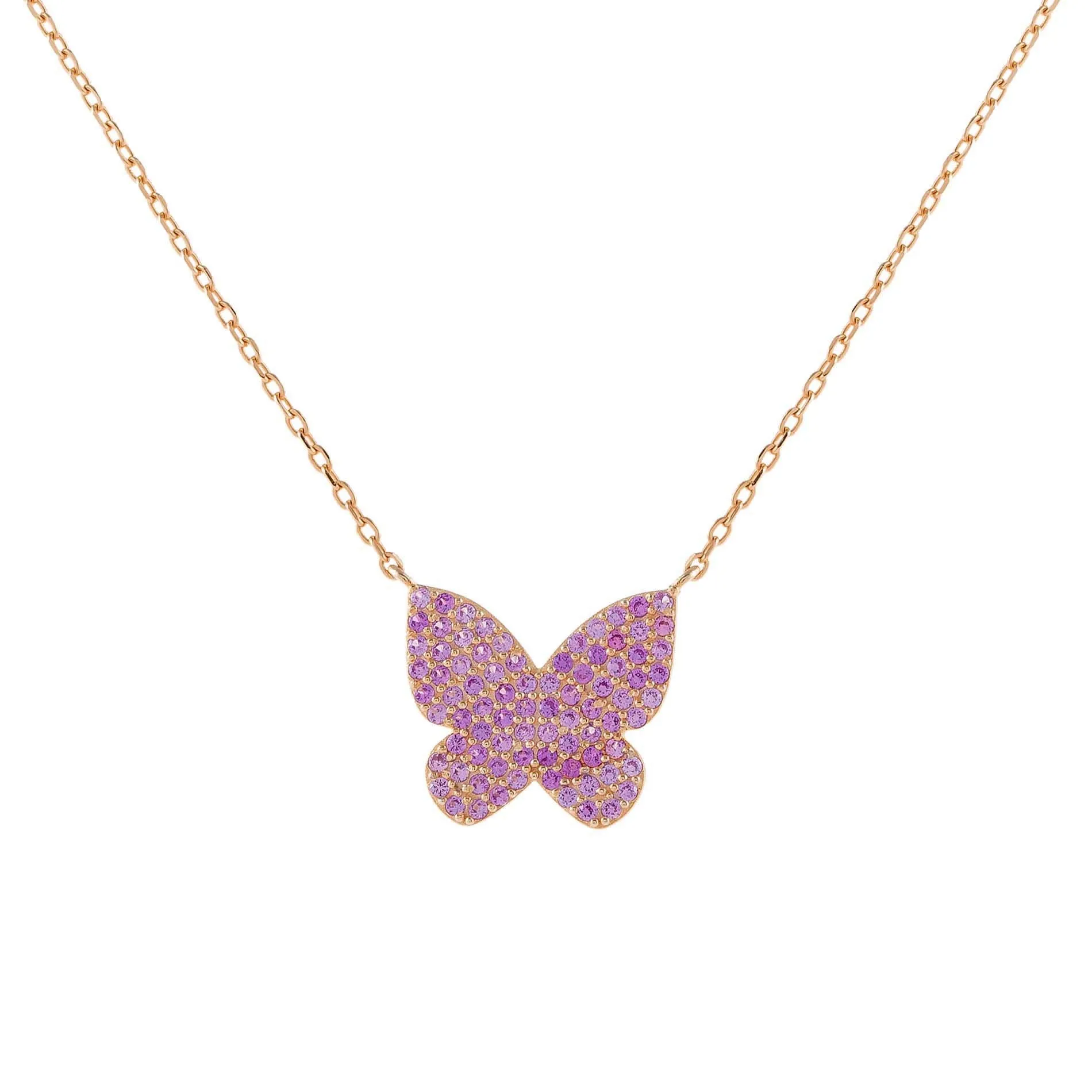 Pavé Pink Butterfly Necklace