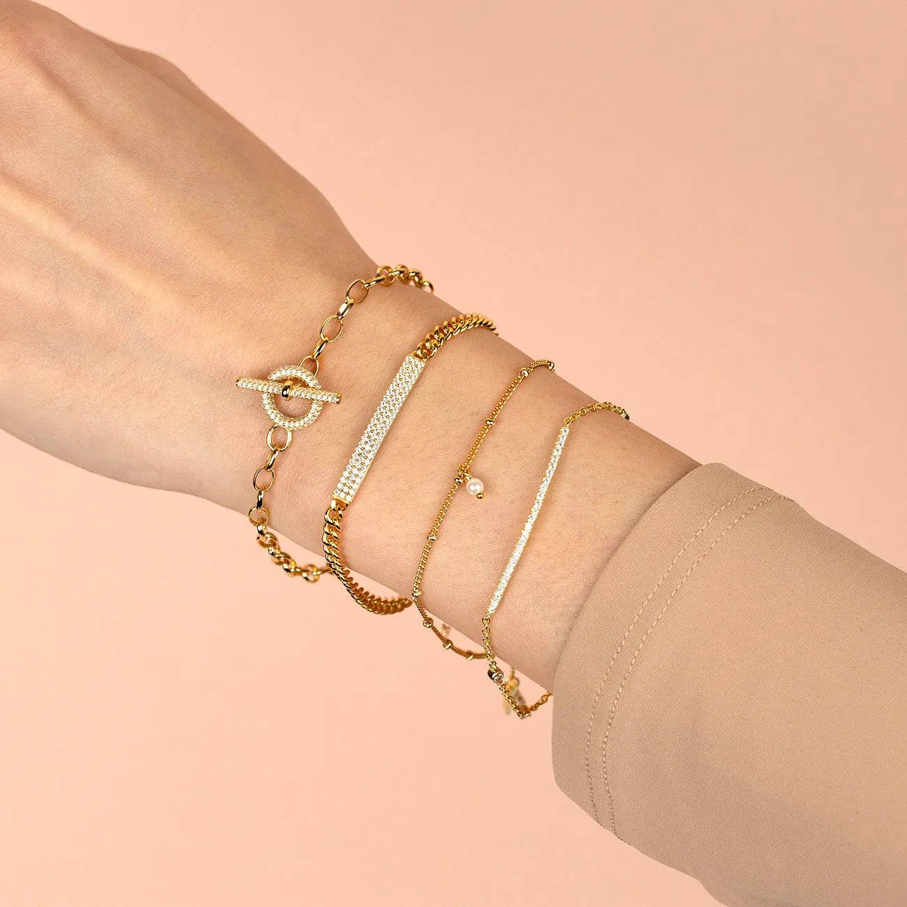 Pavé Toggle Chain Link Bracelet