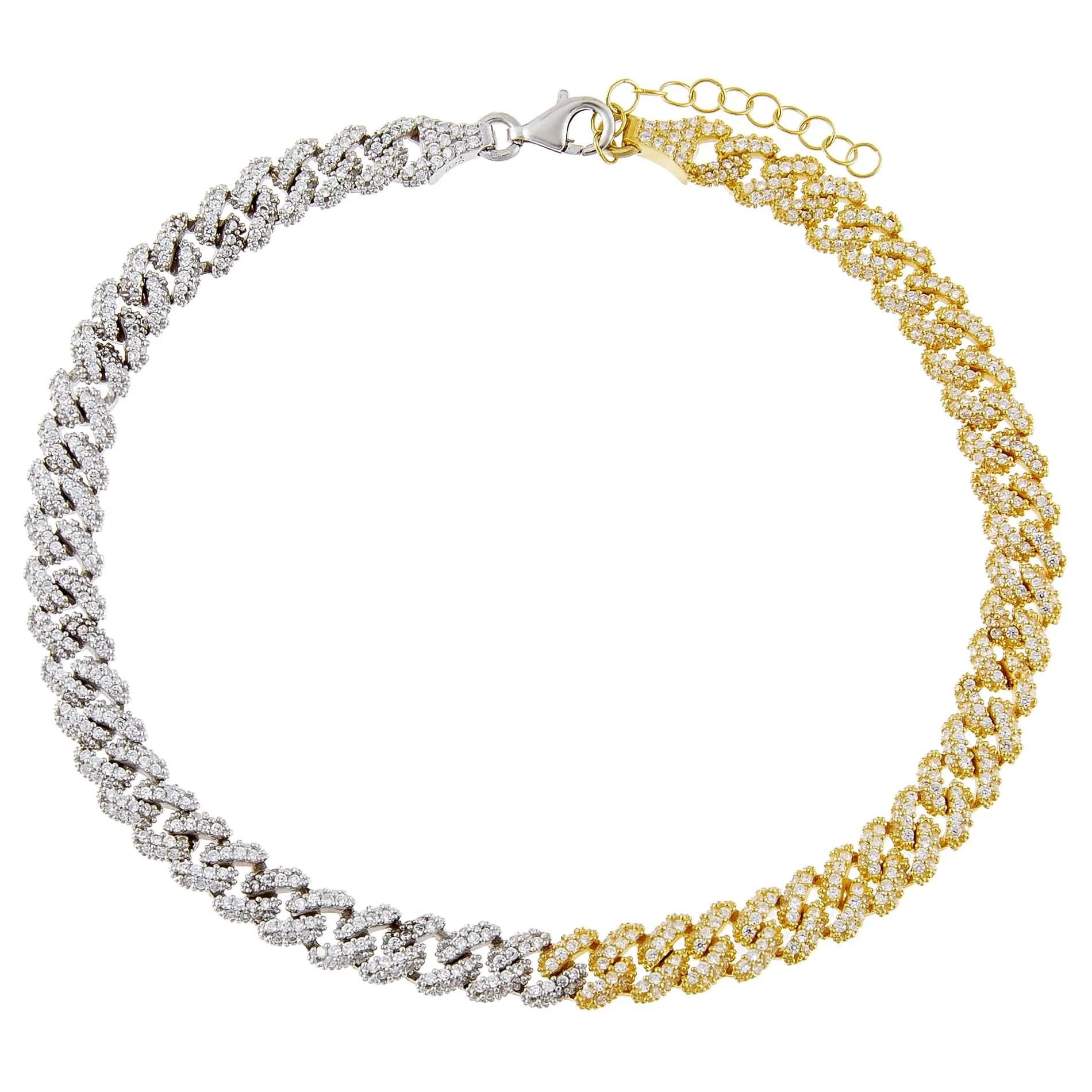 Pavé Two Tone Chain Link Anklet