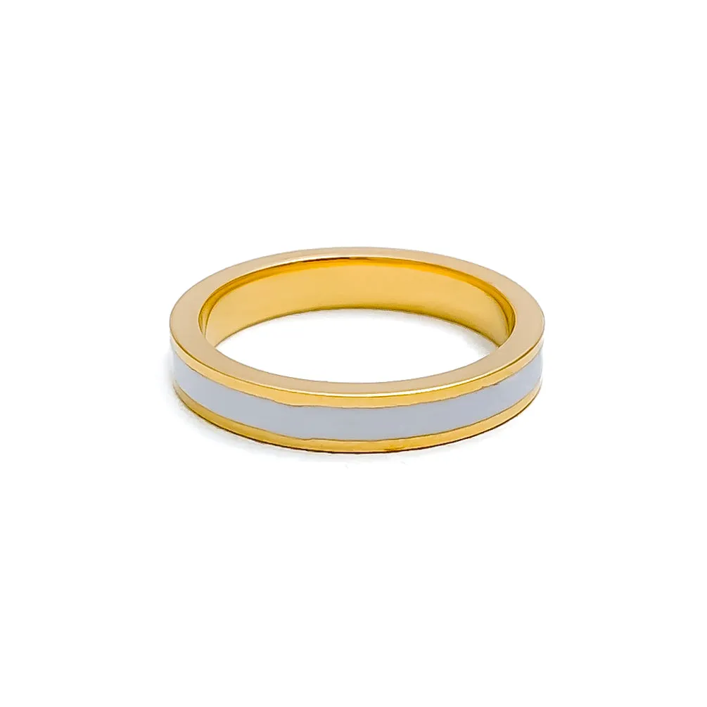 Peaceful White 22k Gold Enamel Band