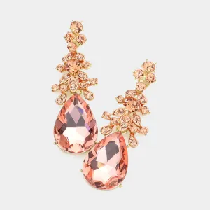 Peach Crystal Teardrop Pageant Earrings  | 565453
