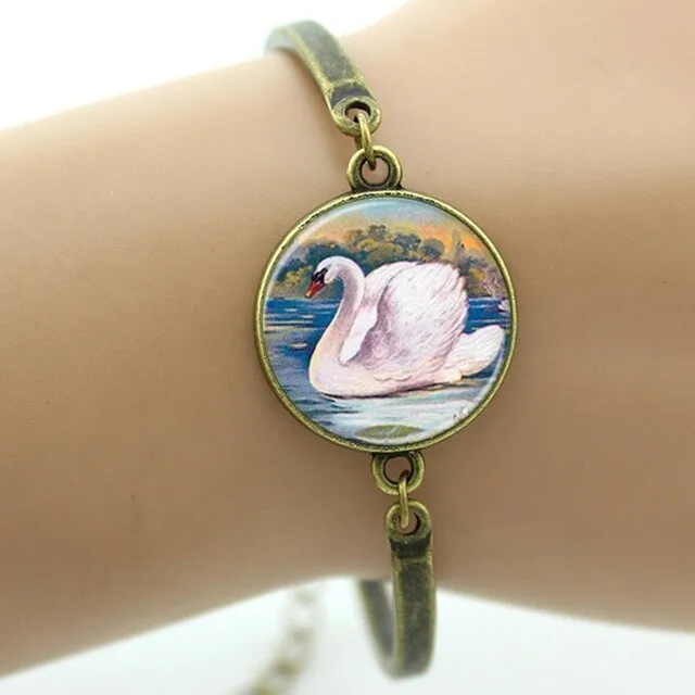 Peacock feather picture bracelet charm colorful feather steampunk Peacock Bird women's accessories mothers day jewelry gift T758