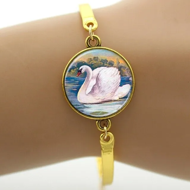 Peacock feather picture bracelet charm colorful feather steampunk Peacock Bird women's accessories mothers day jewelry gift T758