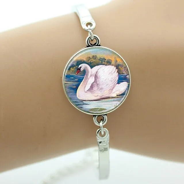 Peacock feather picture bracelet charm colorful feather steampunk Peacock Bird women's accessories mothers day jewelry gift T758