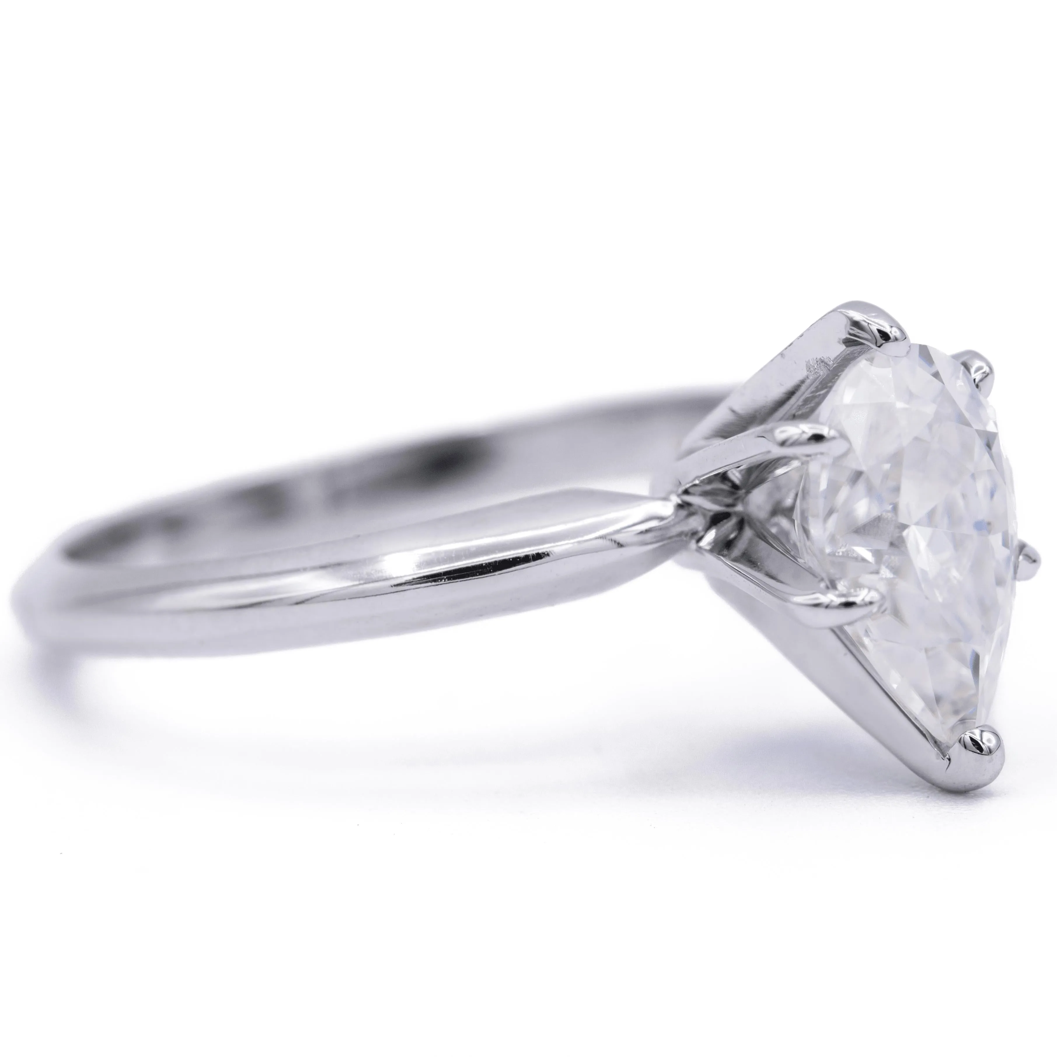 Pear Moissanite 6 Prongs FANCY Solitaire Ring
