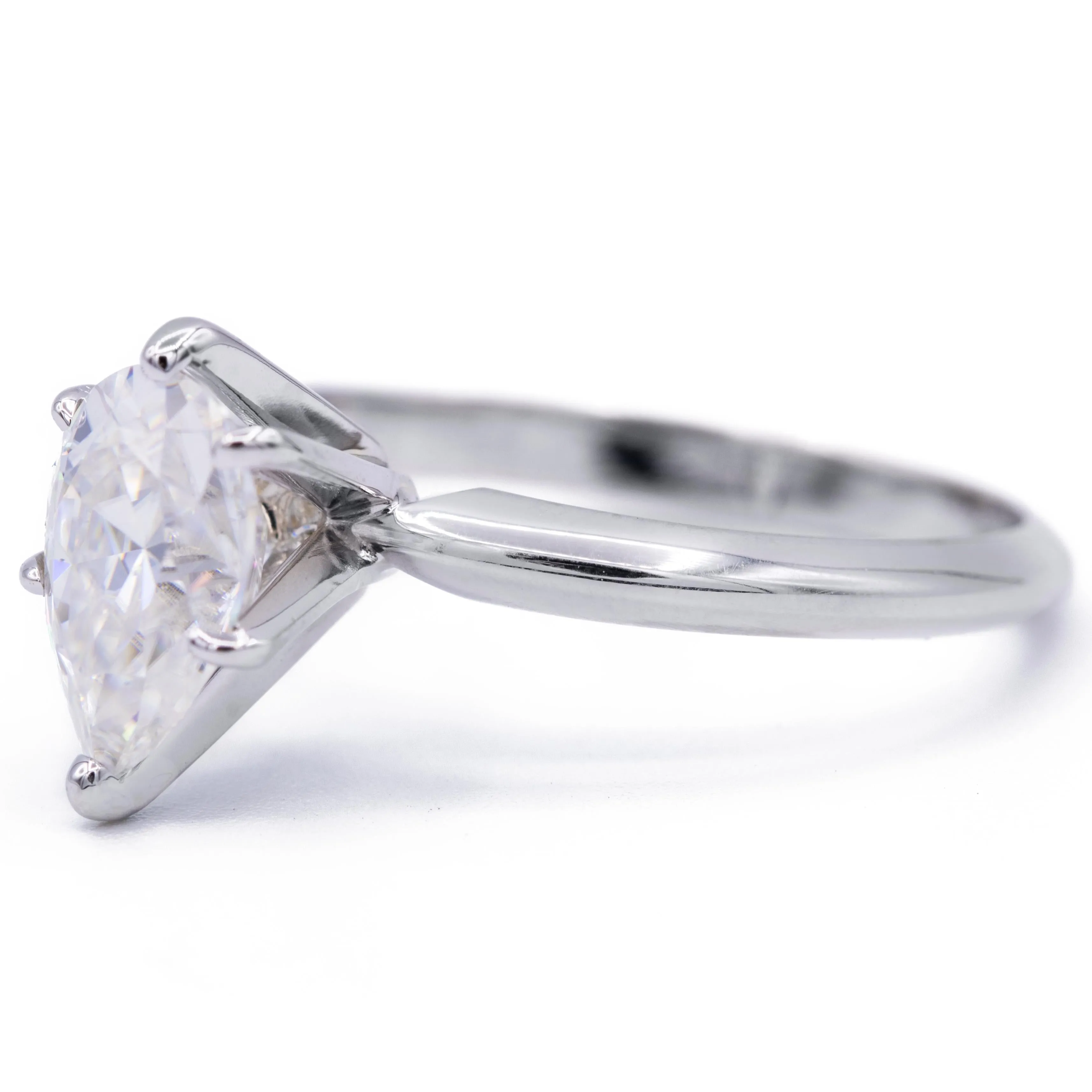 Pear Moissanite 6 Prongs FANCY Solitaire Ring
