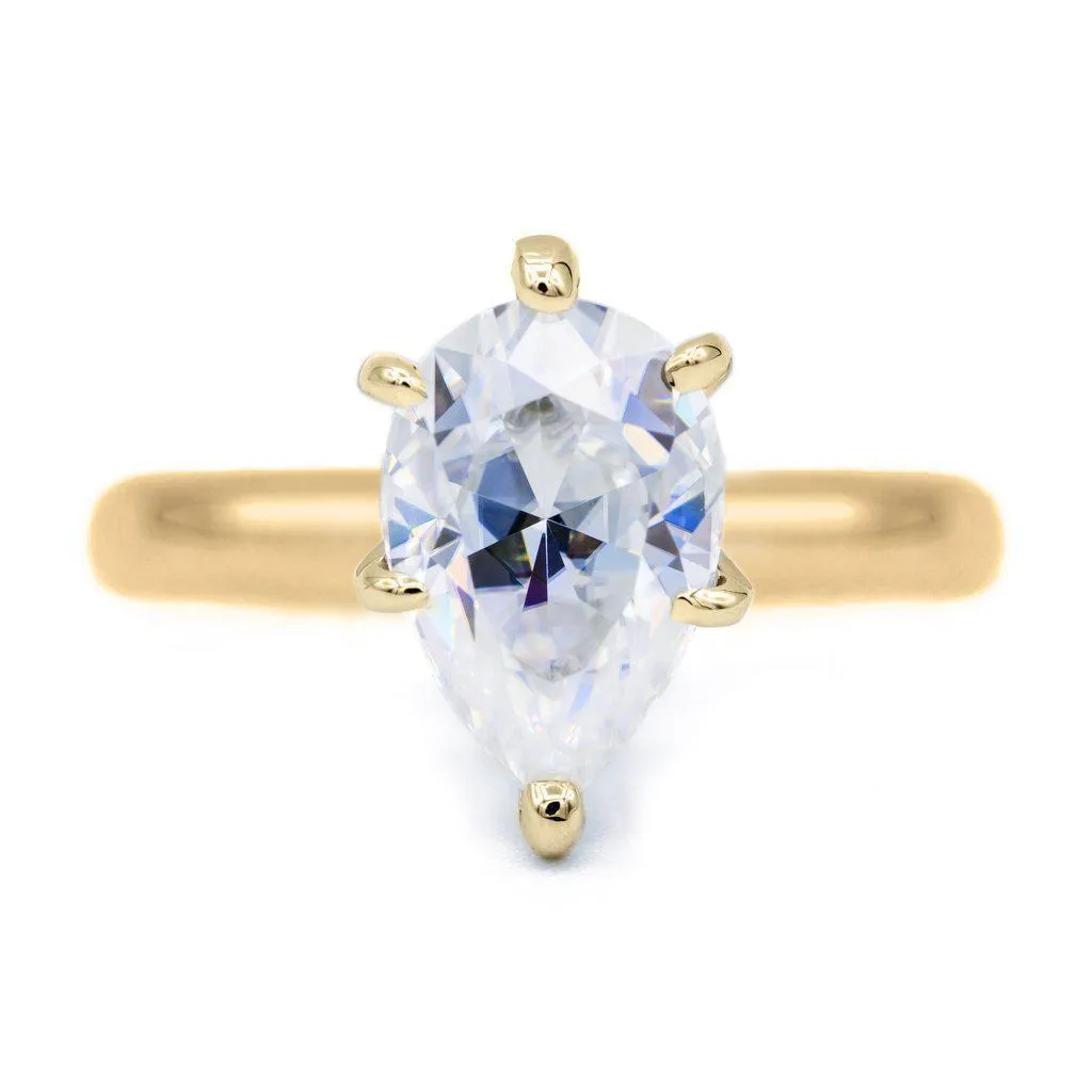 Pear Moissanite 6 Prongs FANCY Solitaire Ring