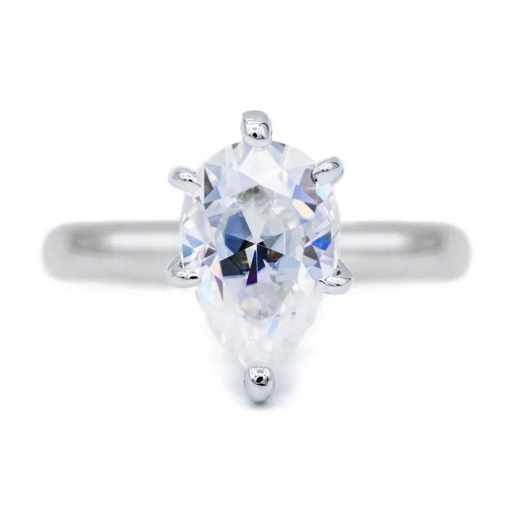 Pear Moissanite 6 Prongs FANCY Solitaire Ring