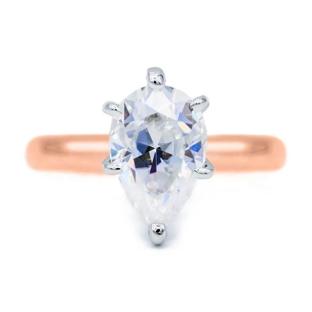 Pear Moissanite 6 Prongs FANCY Solitaire Ring