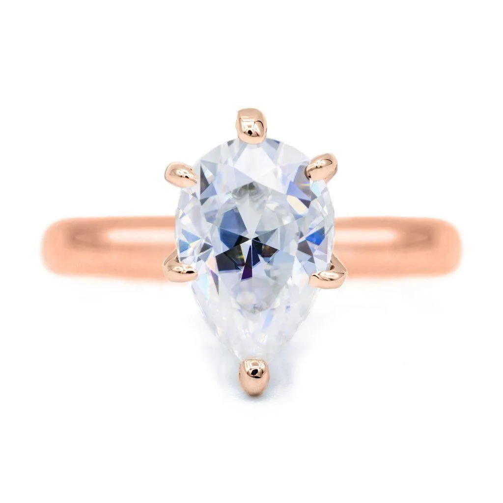 Pear Moissanite 6 Prongs FANCY Solitaire Ring