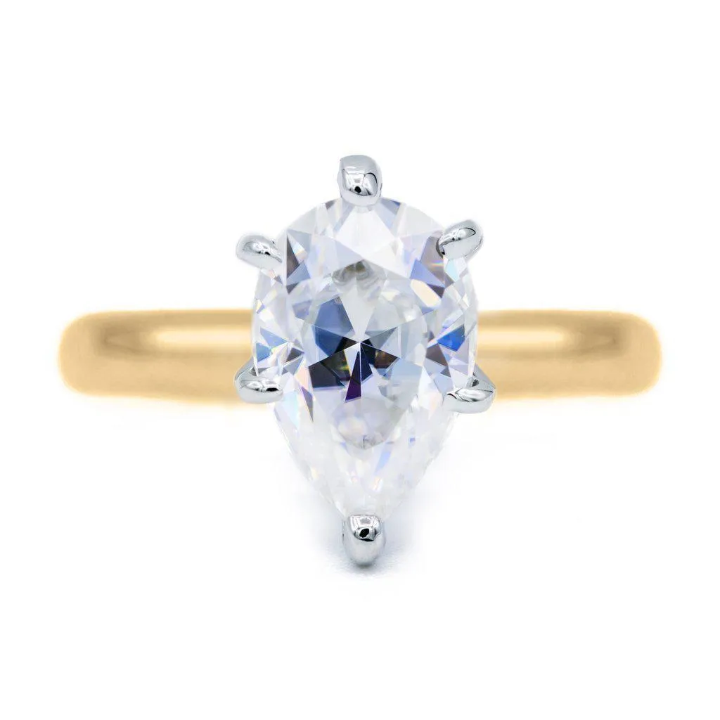 Pear Moissanite 6 Prongs FANCY Solitaire Ring
