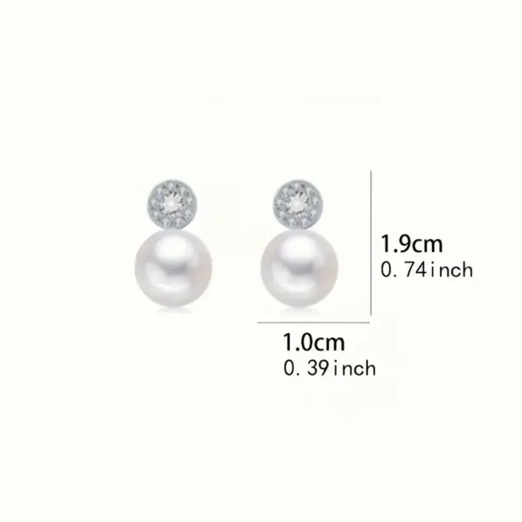 Pearl Rhinestone Stud Earrings