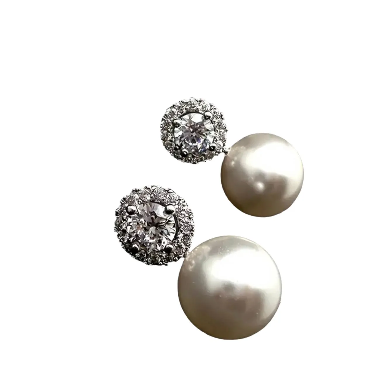 Pearl Rhinestone Stud Earrings