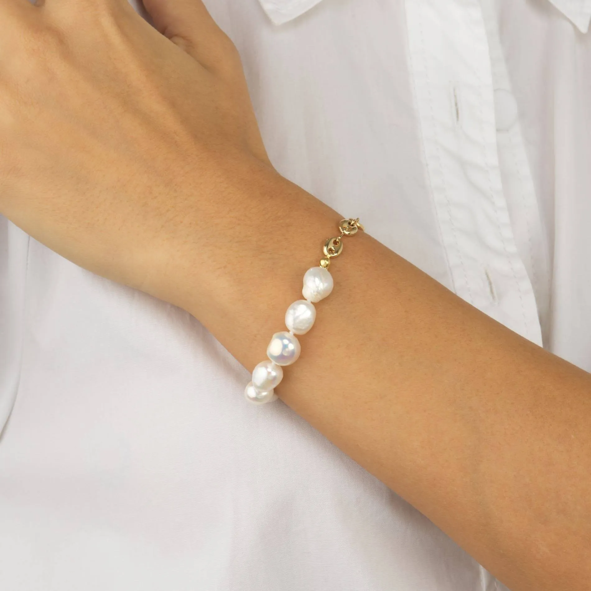 Pearl X Mariner Chain Bracelet